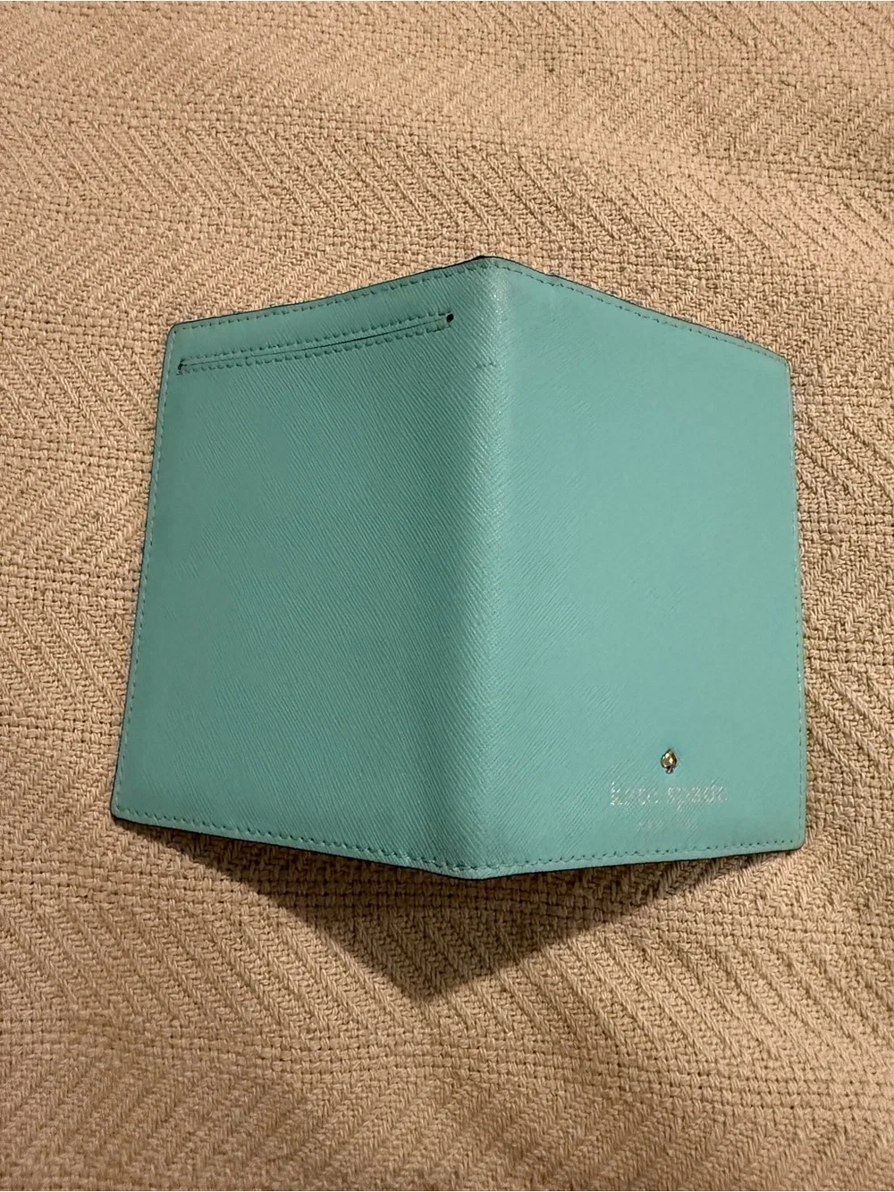kate spade Teal Blue Passport Cover with Logo Print
